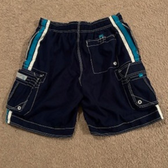 Men's OP Shorts Swim Trunks Blue Velcro Fly Drawstring Enclosure Size Large - Picture 2 of 6